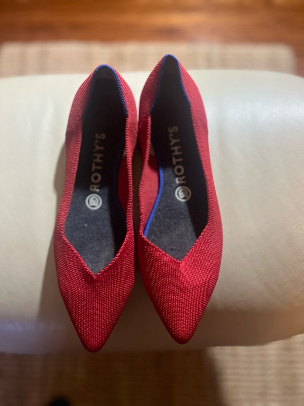 Rothy's Women's Point II Flat in Lollipop Red. Size 8.5